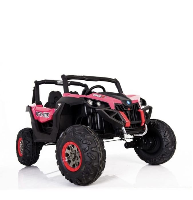 Masina Electrica Xtreme Jumper UTV-MX Pink cu scaun piele si roti Eva, slow start, unitate audio cu display mufa Mp3 si Usb,suspensii