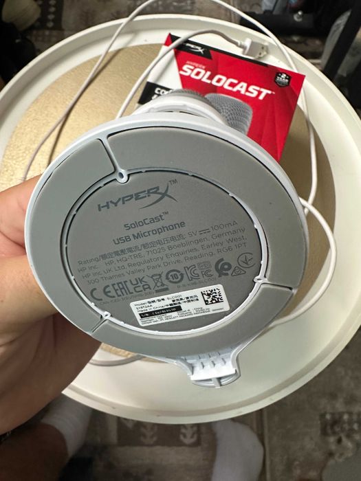 Microfon HyperX SoloCast White USB + brat + pop filter