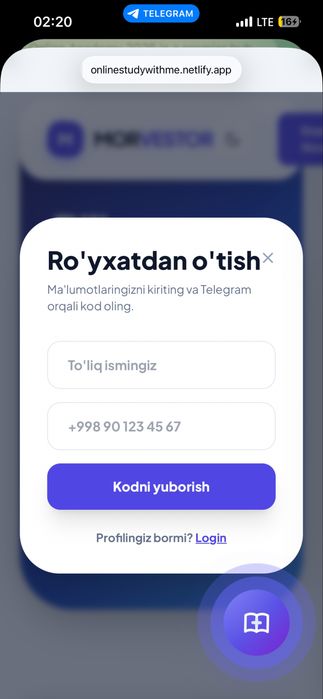 Ta’lim platformasi: Onlayn darslar + O‘yinlar + To‘lov tizimi.