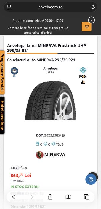 4 Anvelope 295 35 R21  DOT 06. 2024 stare foarte buna