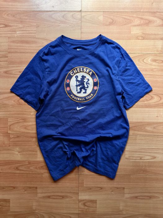 Tee T-shirt tricou football soccer crew neck Nike x Chelsea FC Premier League chest logo blue cotton