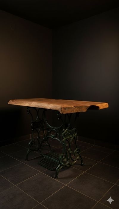 Masă Dining Lemn Masiv Nuc / Stejar - Picioare Fontă sau Custom