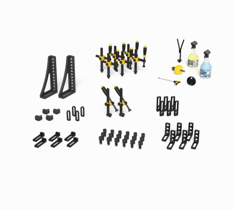 Masă de sudură Siegmund Professional Extreme 8.7, plasmanitrată, cu sistem de găuri + set accesorii prindere/fixare