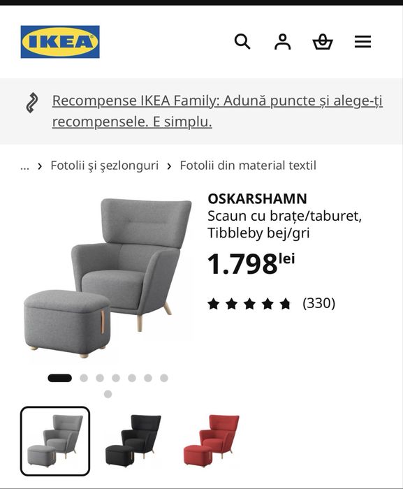 Fotoliu + taburet Ikea
