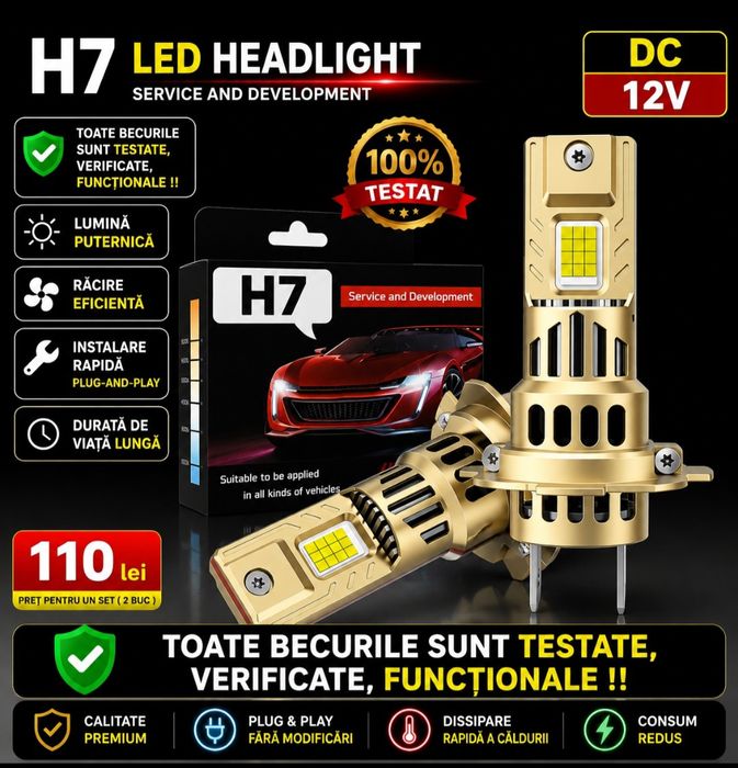 Becuri LED H7 Canbus  12V  32000LM set 2buc