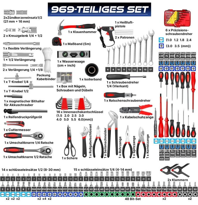 Кутия/куфар с инструменти Мasko  969 части