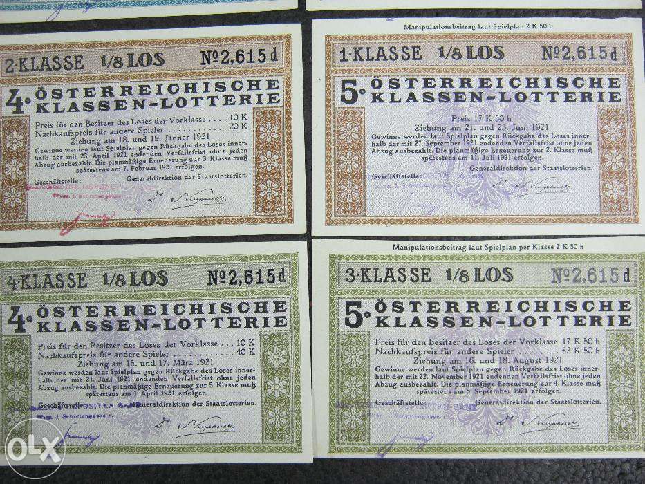 Lot,12 bucati,bilete vechi, LOTERIE AUSTRIA,1920-1921