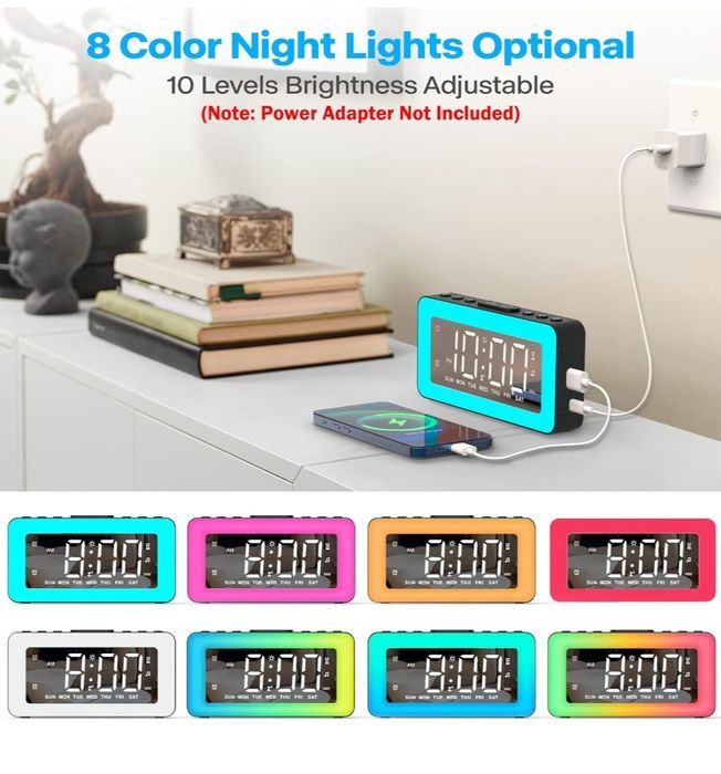 AFEXOA Ceas electronic cu alarma si lumini de noapte