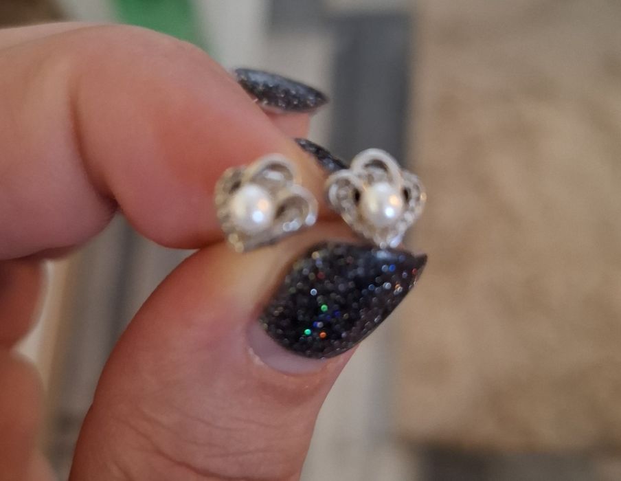 Сребърни обеци с перлички