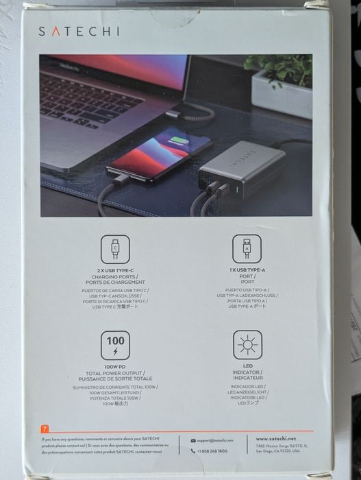 Incarcator Satechi USB-C PD 100W, GaN, 2xUSB-C PD, 1xUSB-A nou