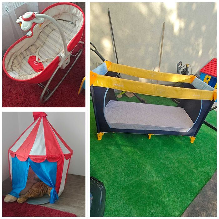 Pat pliant Hauk +saltea, balansoar bebe,cort de joaca