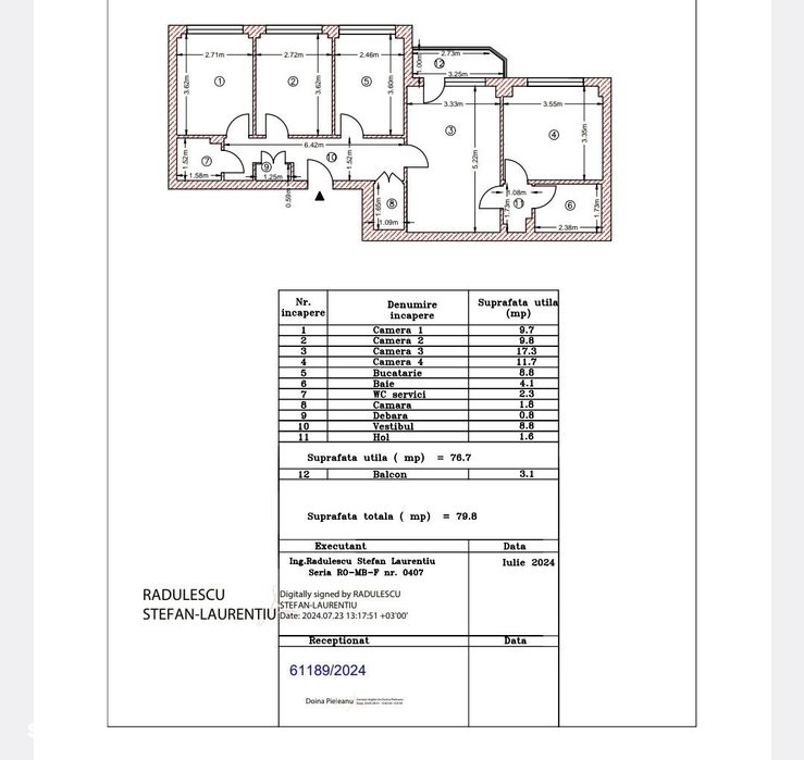 4 CAMERE | Teiul Doamnei | 80MP | Parcare | Centrala Bloc