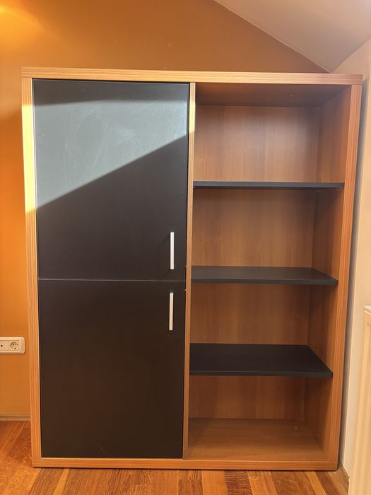 Dulap robust 2 usi - nuc negru - 120x35x151 cm - biblioteca/depozitare