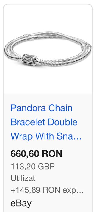 BRATARA DUBLA ARGINT 925 - PANDORA - ALE - 24g - Originala !