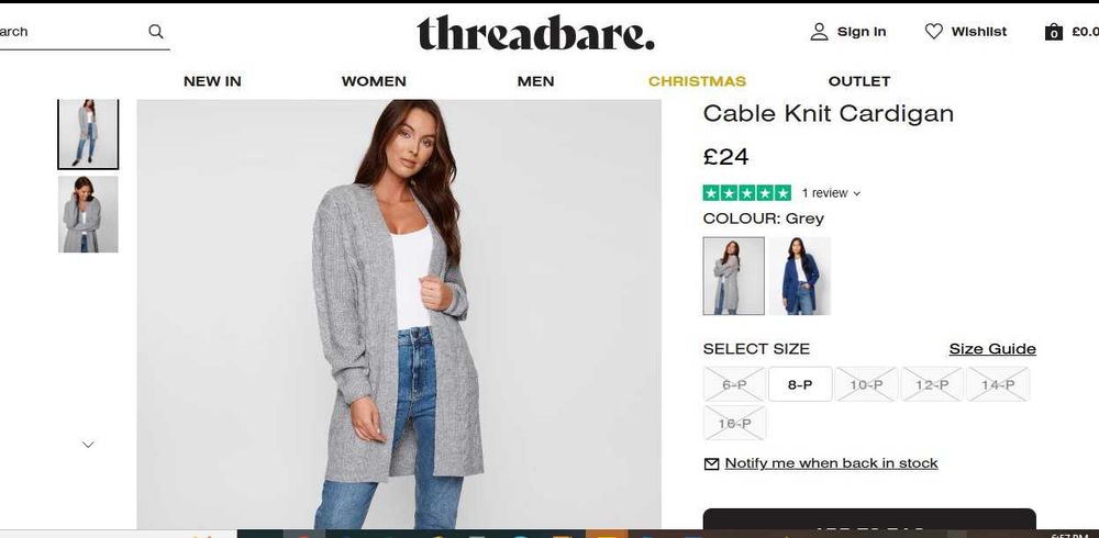 Vand cardigan nou tricotat gri S Threadbare