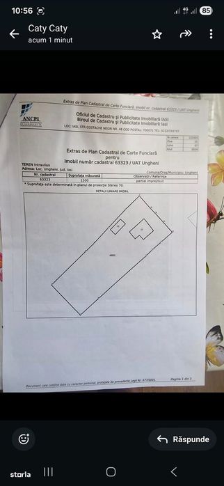 De vânzare teren intravilan 1.500 mp – Bosia, Ungheni, Iași