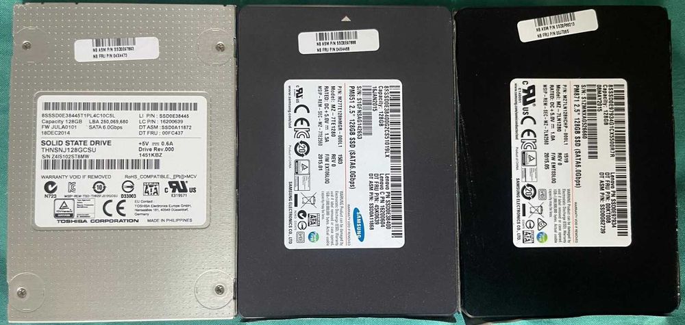 3x SSD 128GB SATA 2.5” Samsung/Toshiba – Health-Performance Excellent conform HD Sentinel PRO - Exclusiv curier