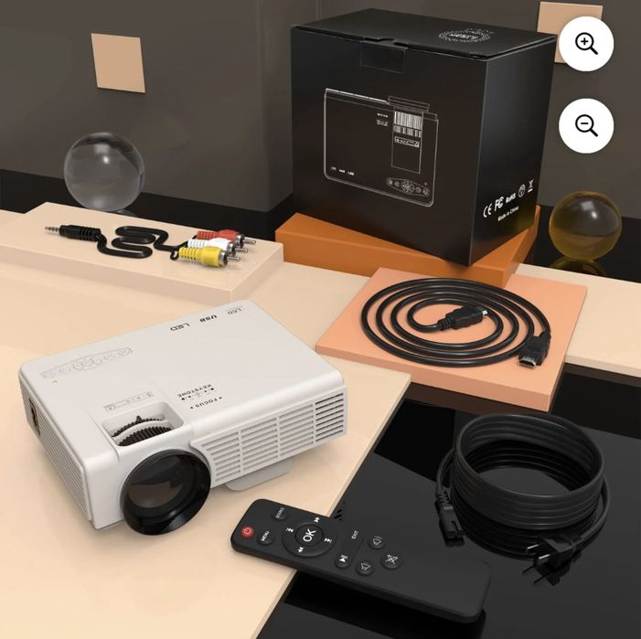 Новинка!  Мини видеопроектор DR.J с экраном 8000L HD 1080P из Америки