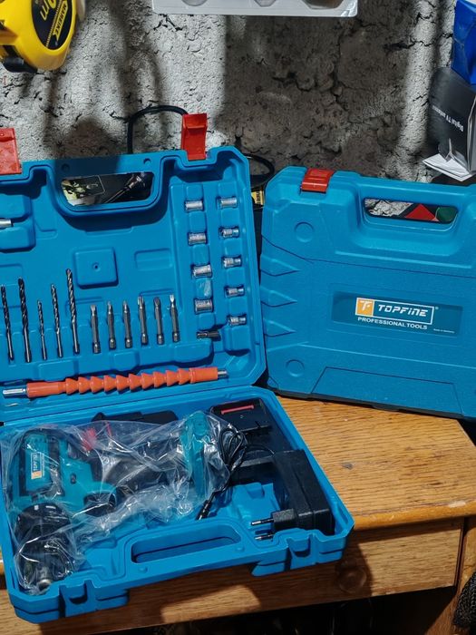 Заглавие: Акумулаторен винтоверт Topfine 48V – Пълен комплект с аксесо