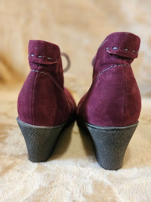 Botine cu toc ghete velur rosu Jana Soft line 40 NOI