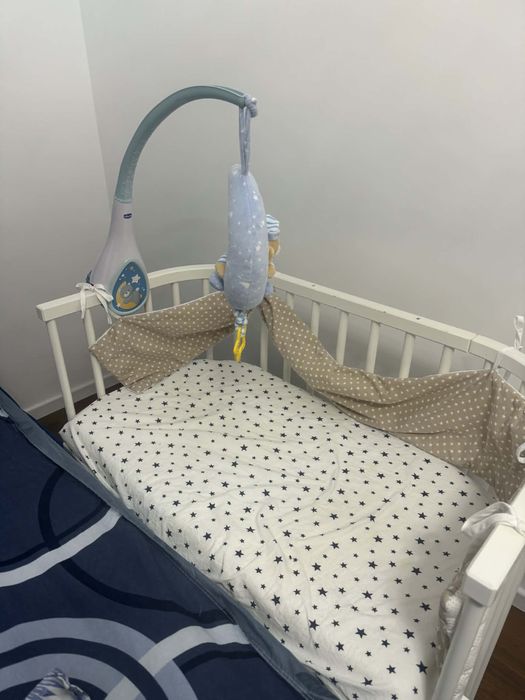 Patut co-sleeper baby bay cu baldachin