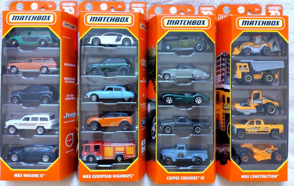 Matchbox 5 pack метални колички от 2016, 2017, 2020 и 2023 г.