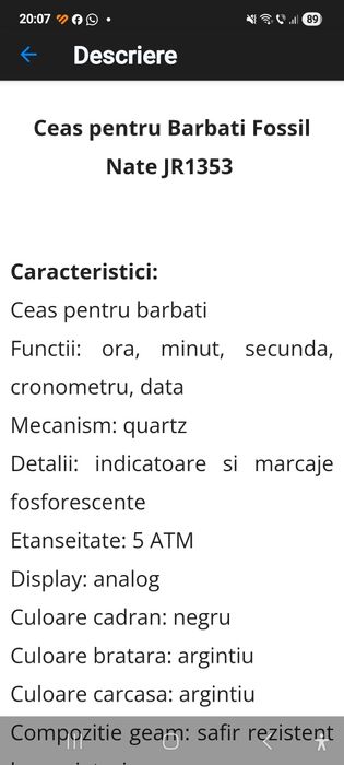 Ceas Fossil model Nate