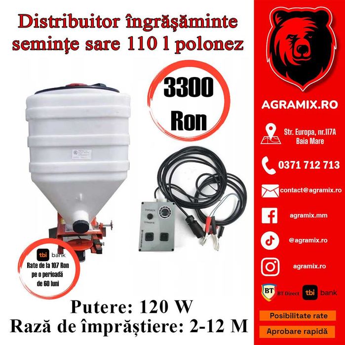 Distribuitor ingrasaminte capacitate 110 L model Polonia nou Agramix