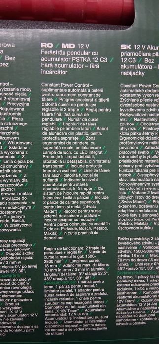 Fierastrau pendular ferăstrău parkside 12v