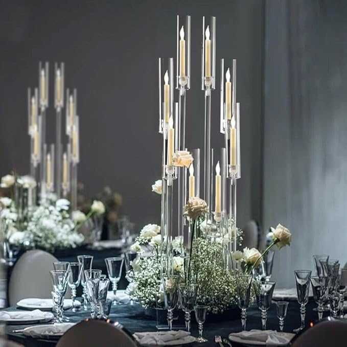 Set 4 sfesnice decorative, pentru nunti, evenimente, 98cm, din acril