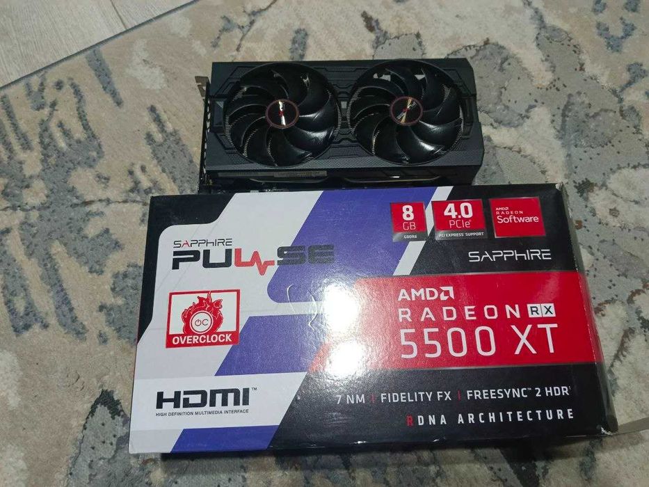 Продаю видеокарту Sapphire RX 5500 XT 8GB Pulse. и ОЗУ память DDR4 8GB