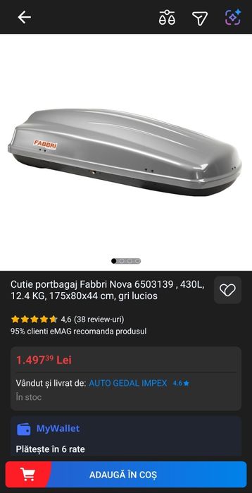 Cutie portbagaj Fabbri Nova , 430L, gri lucios