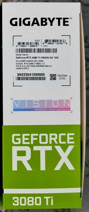 Видеокарта GIGABYTE GeForce RTX 3080 Ti VISION OC 12G