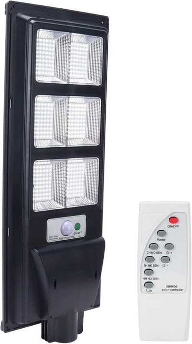 Улична соларна лампа със соларен панел и стойка 300W, 15 000mAh, 6500K