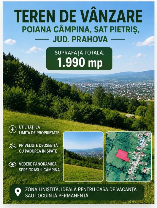 Teren de vinzare Poiana Cimpina sat Ppietris jud ph