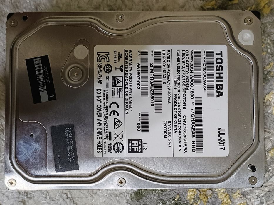 Жёсткий диск TOSHIBA 500gb
