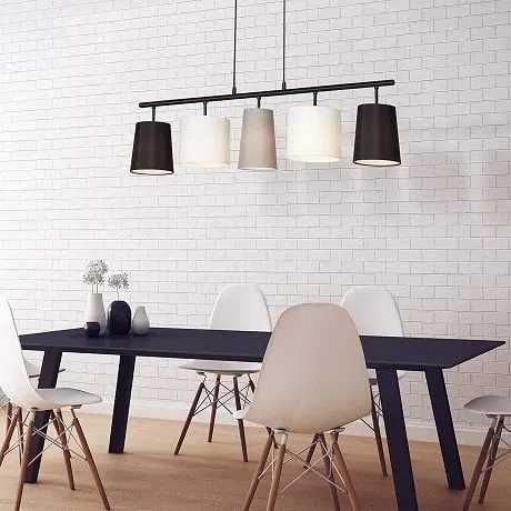 Висящ полилей с 5 глави черна основа индустриален ретро