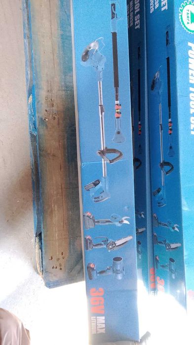 5в1 Акум. Духалка, ножица, резачка  с омасляване и тример+телеск. прът