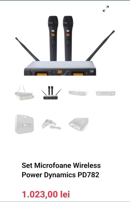 Sistem 2x microfoane fara fir UHF wireless