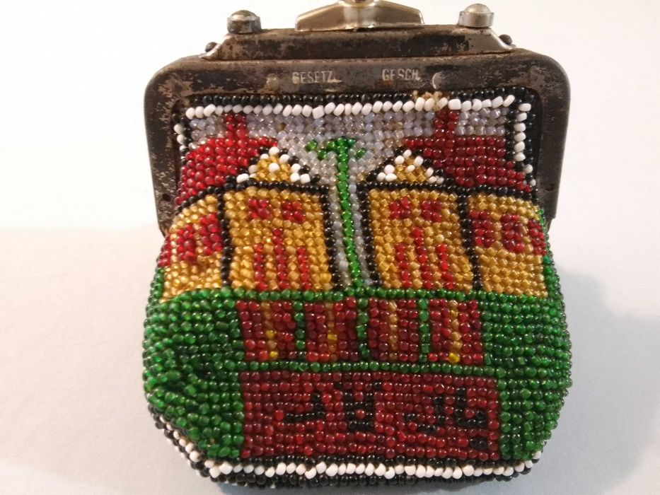 Много рядко Антично османско портмоне ,със куршум  пясъчни мъниста