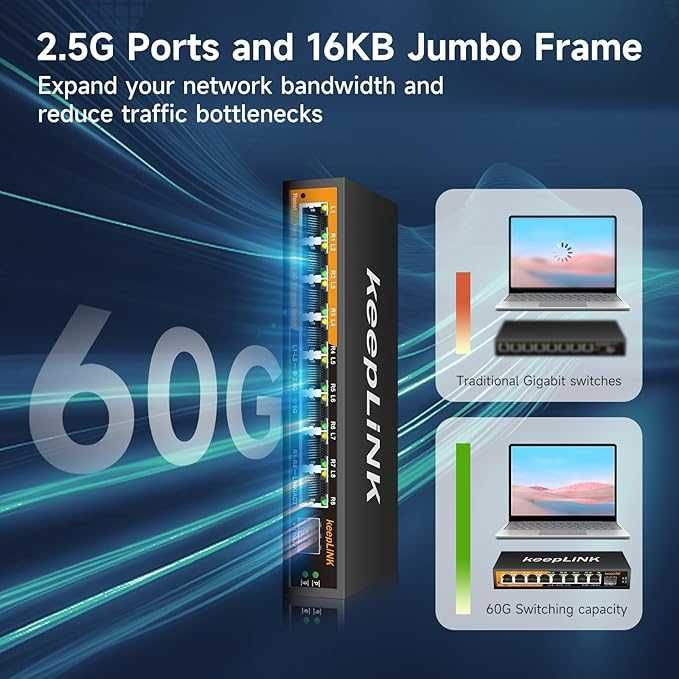 keepLiNK 8 порта 2.5G комутатор с уеб интелигентно управление