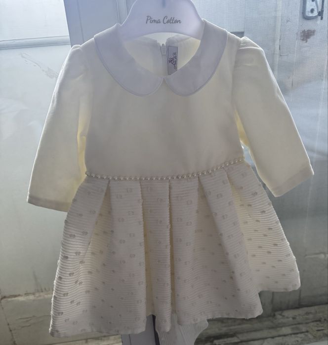 Rochiță elegantă Anne Bebe albă – botez, aniversare, ocazii speciale