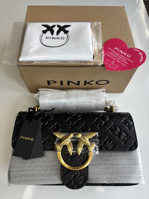 PINKO/ нова, черна, кожена чанта