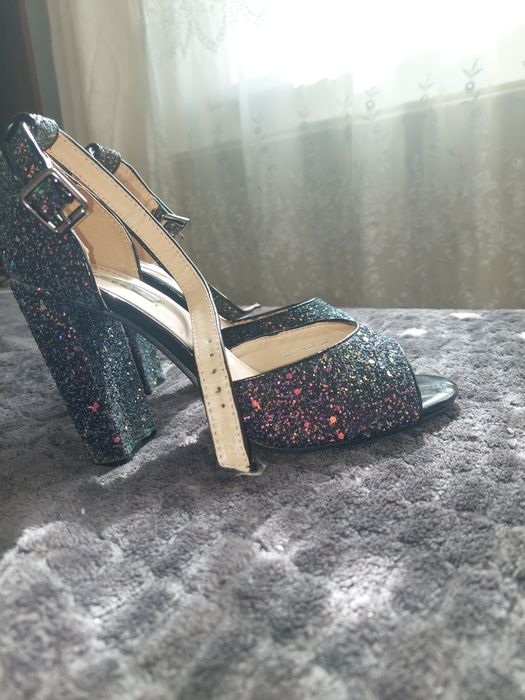Sandale elegante Mei cu glitter multicolor, mărimea 38