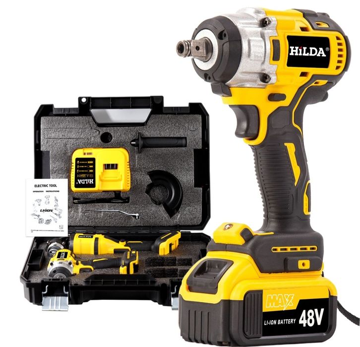 Комплект две машини гайковерт-дрелка и ъглошлайф HILDA 48Vс 2 батерии