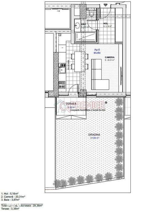 Parcul Carol - Tineretului - Garsoniera cu 30mp curte