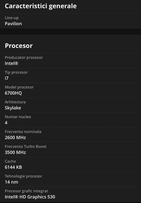 Laptop Pavilion 17 intel core i7