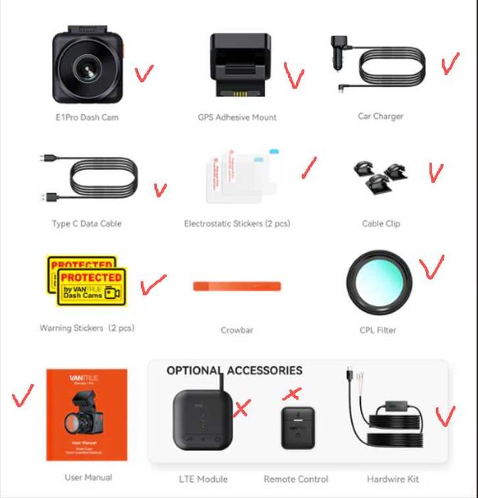 Vantrue E1 Pro 4K мини видеорегистратор за автомобили