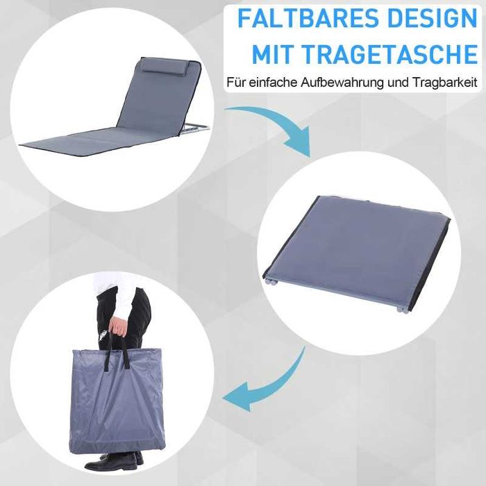 Сгъваем шезлонг Outsunny,  с регулируема облегалка в 5 позиции