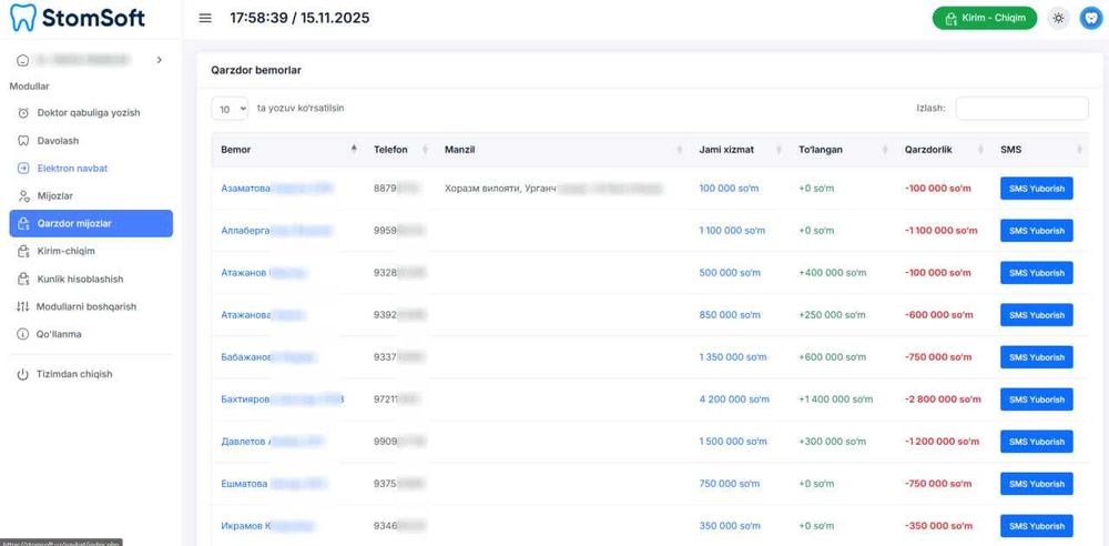 StomSoft – Stomatologiya uchun zamonaviy onlayn tizim
